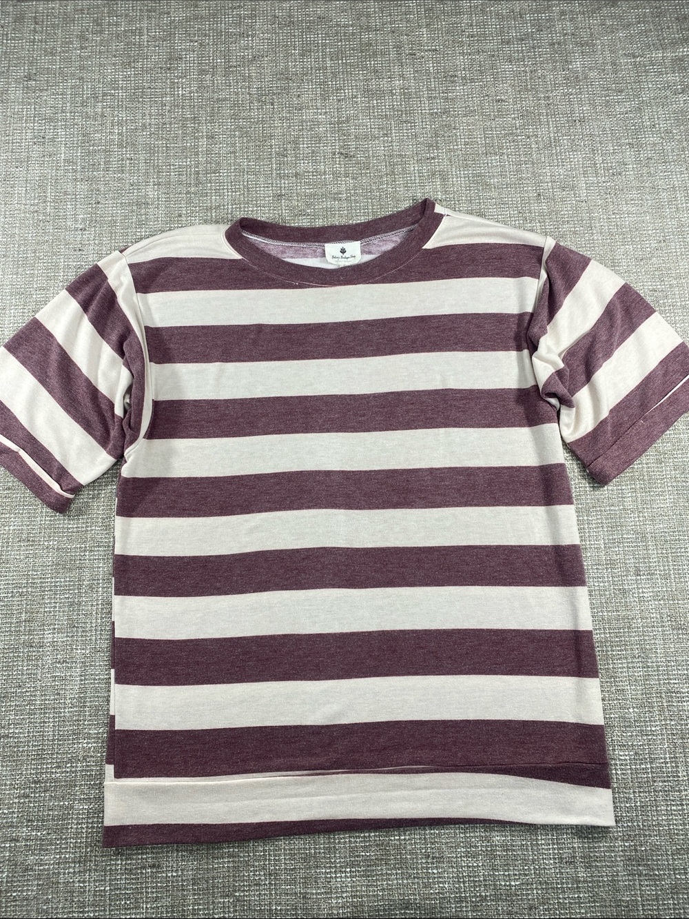 Striped Short-Sleeve Tee - Plum & Cream